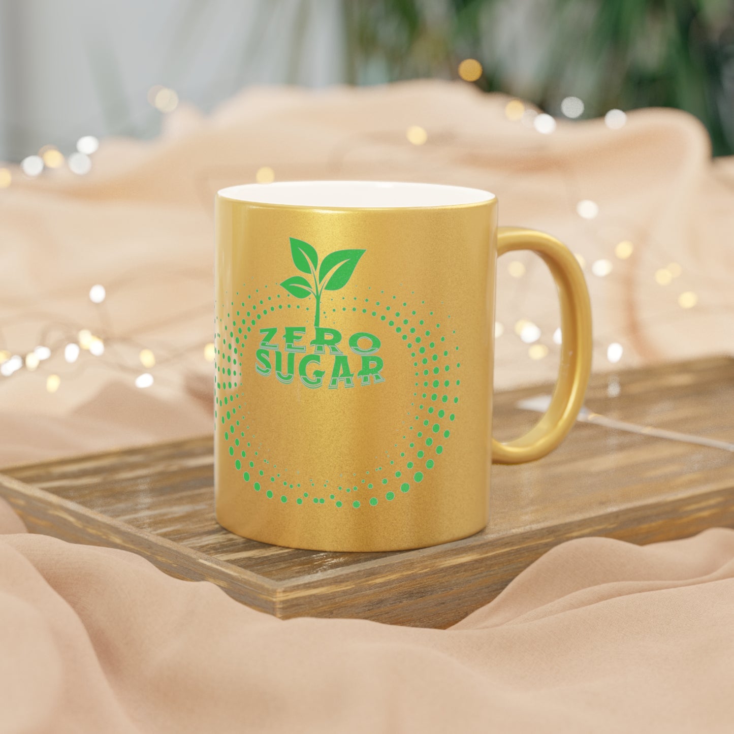 Zero Sugar Mug 11 oz- Metallic Coffee Mug, Vegan Mug, Gift for Vegan, Eco friendly Gift