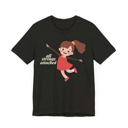 Cute Unisex Jersey Tee - "All Strings Attached" Cartoon Design