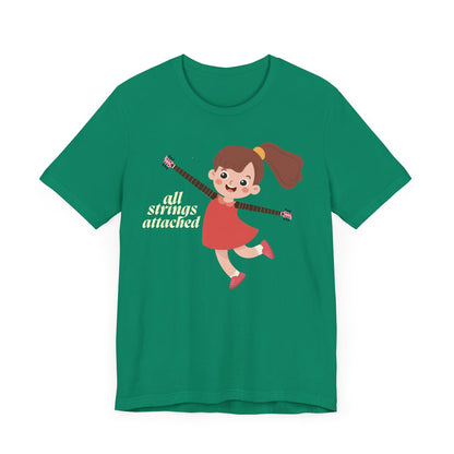 Cute Unisex Jersey Tee - "All Strings Attached" Cartoon Design