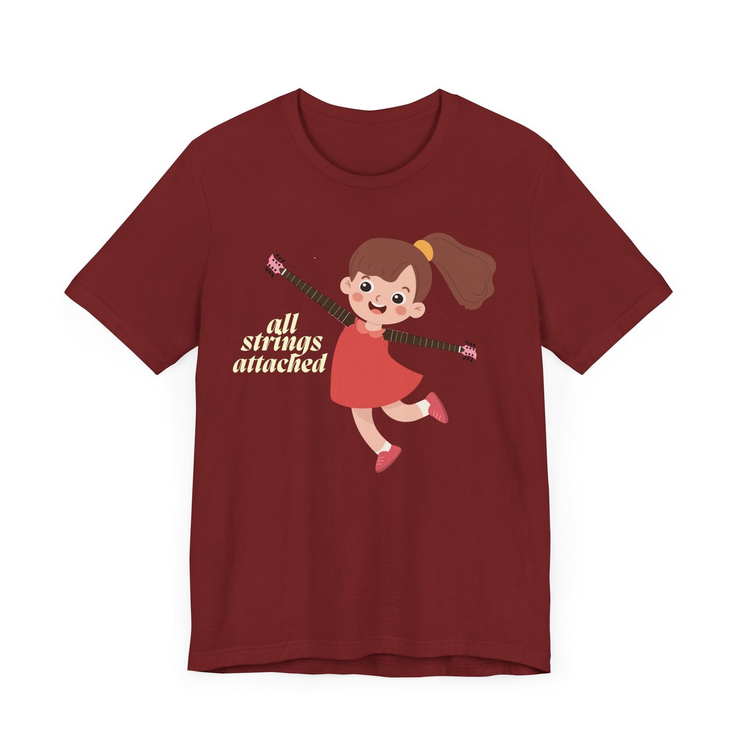 Cute Unisex Jersey Tee - "All Strings Attached" Cartoon Design