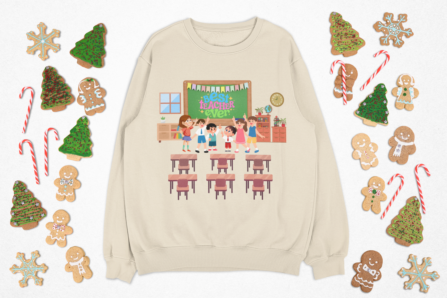 Best Teacher Ever Sweatshirt-Crew Neck Sweatshirt, Gift for teacher, Back to school shirt
